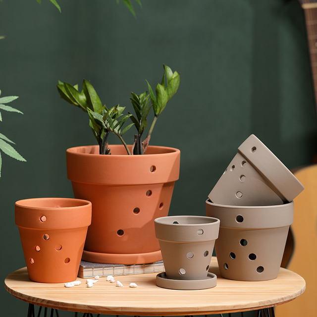 4" 5" 6" Small Clay with Air Circulation Holes Planter Flower Pot