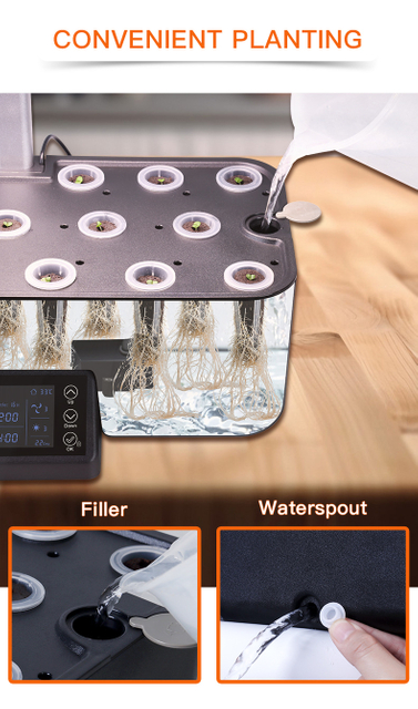Hydroponics odlingssystem kit inomhus &ouml;rtag&aring;rd med Grow Light 12 baljor
